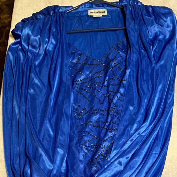 Variations ltd Dresses & Skirts - VINTAGE 90's VARIATIONS LTD Womens Satiny Royal Blue Drapery Cocktail Dress Sz 3